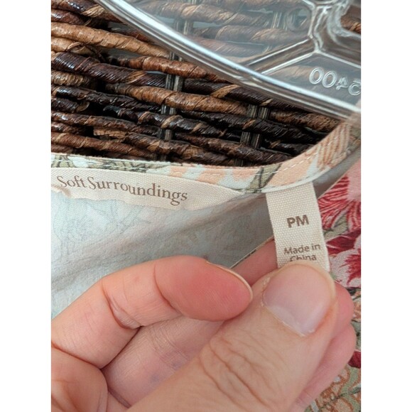 Soft Surroundings Floral Leopard Print Modal Pleated Front Tee Shirt Women's PM - Picture 7 of 8